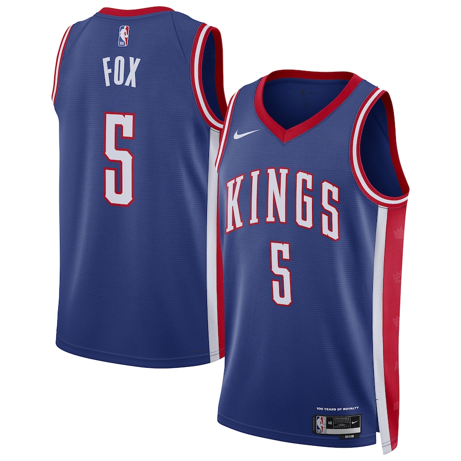 Men Sacramento Kings 5 De Aaron Fox Nike Blue City Edition 2024-25 Swingman Player NBA Jersey